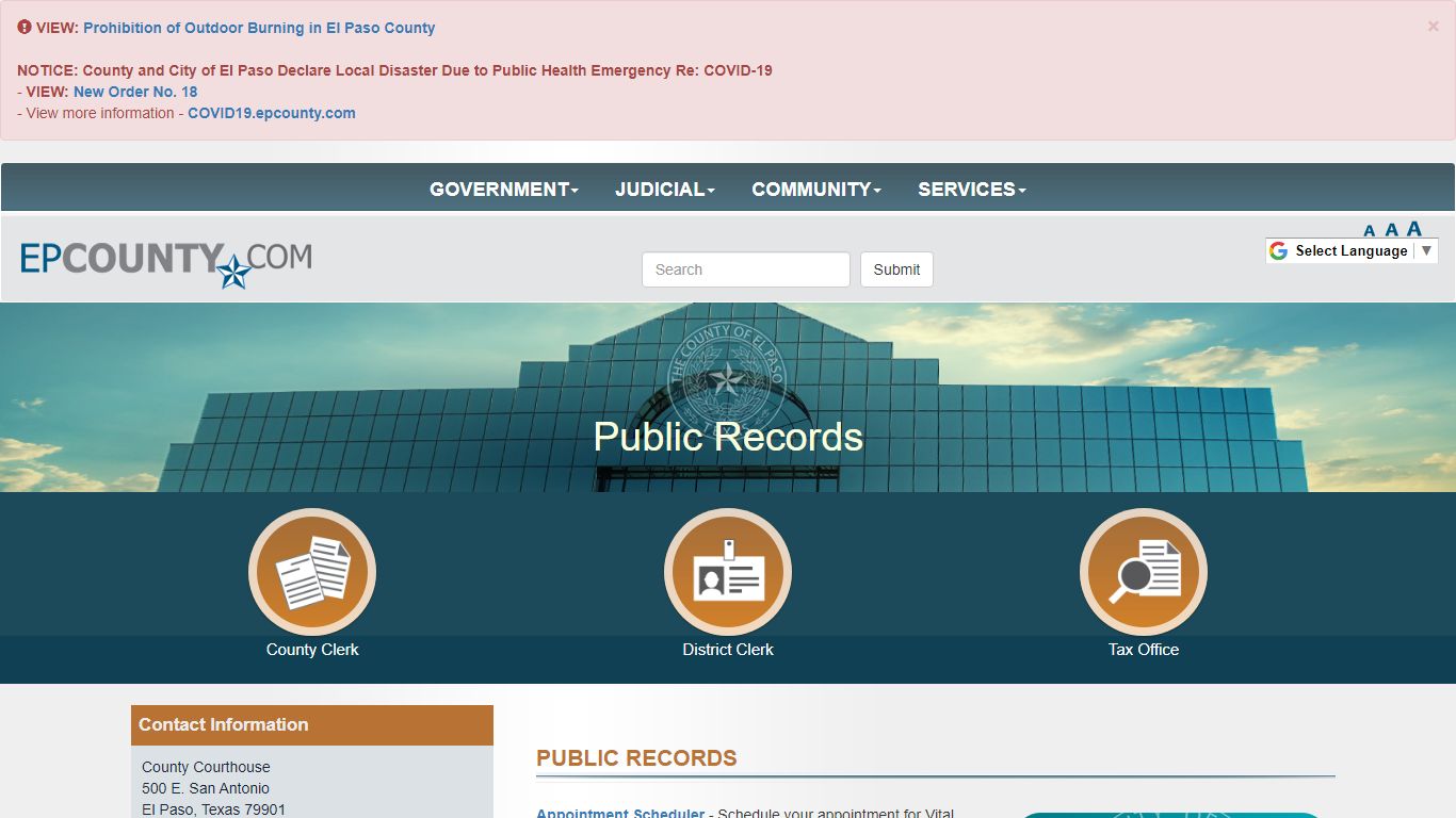 County of El Paso Texas - Public Records
