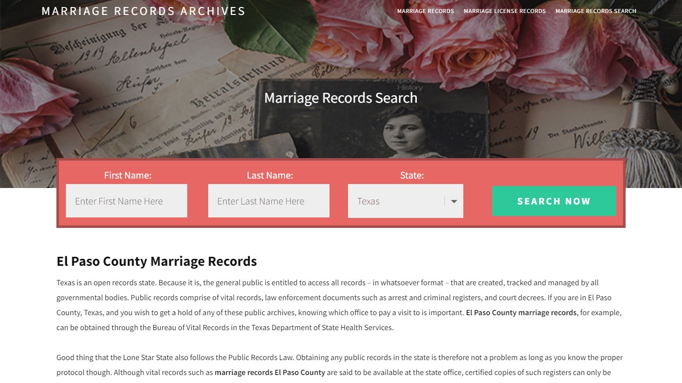 El Paso County Marriage Records | Enter Name and Search